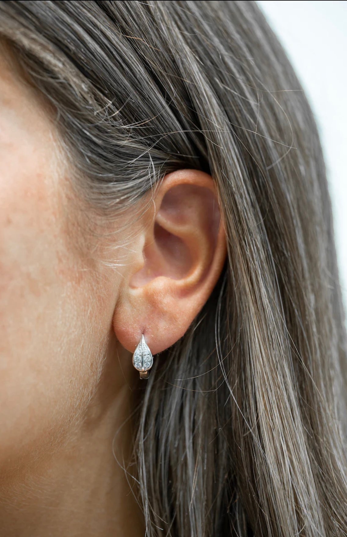 Sterling Silver Pear-Drop Huggie Earrings