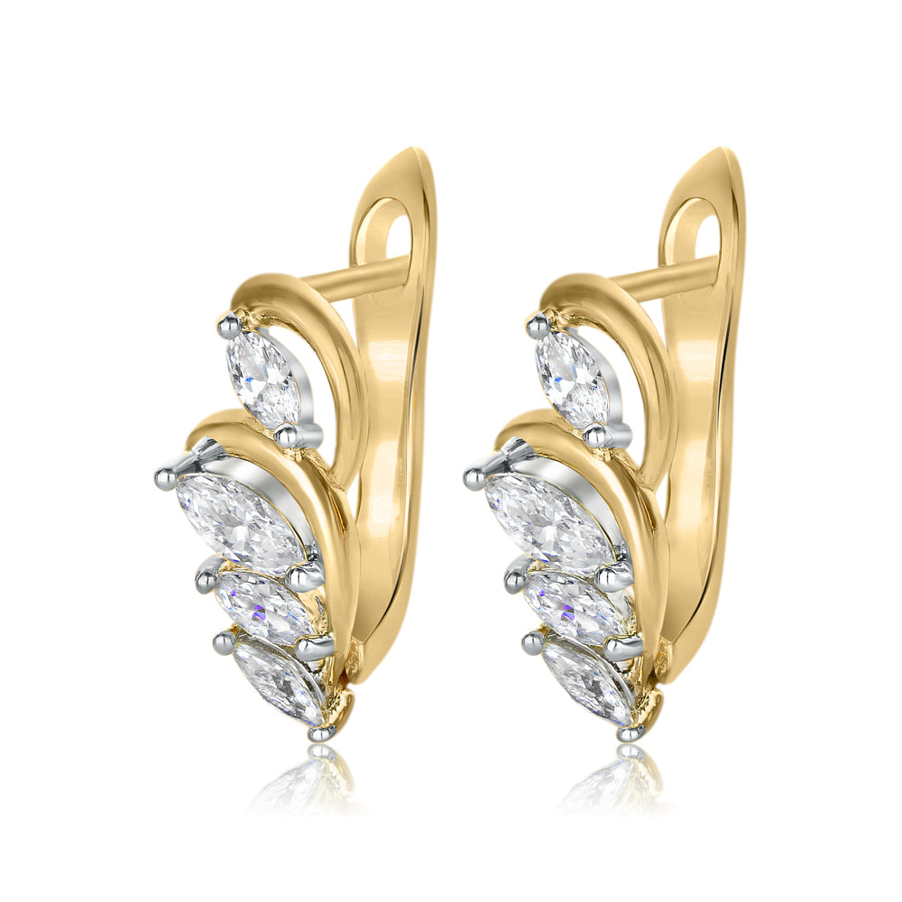 18ct Gold plated Fountain Marquise Cubic Zirconia Earrings