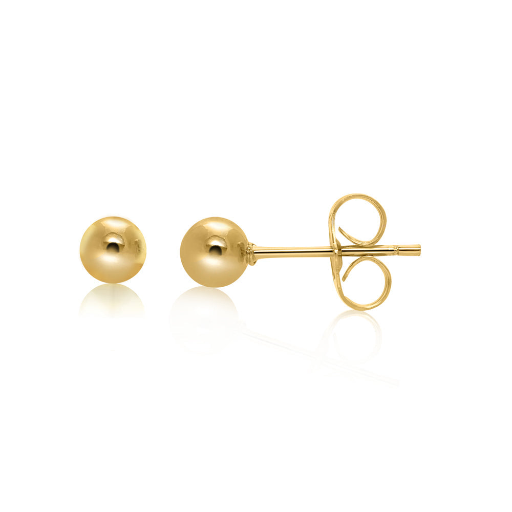 5mm Smooth Finish Gold Ball Stud Earrings