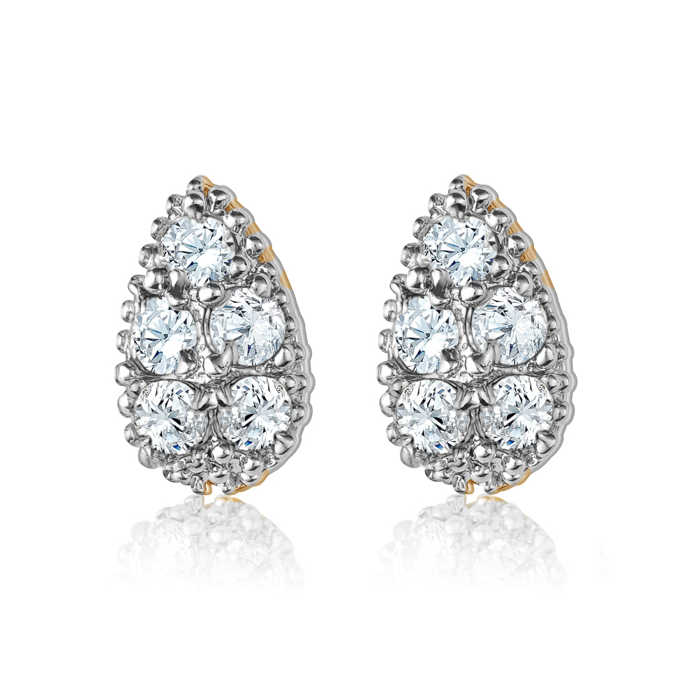 Pave Set Clear Crystal Stud Earrings