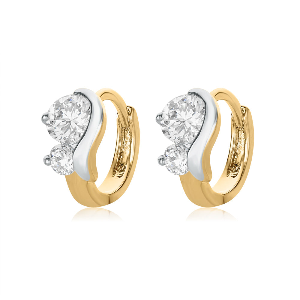 Comet Two Tone Huggies Earrings