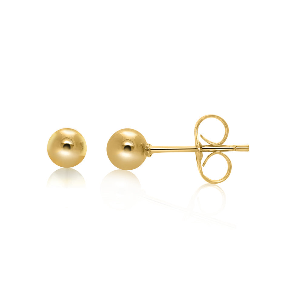 3mm Smooth Finish Gold Ball Stud Earrings