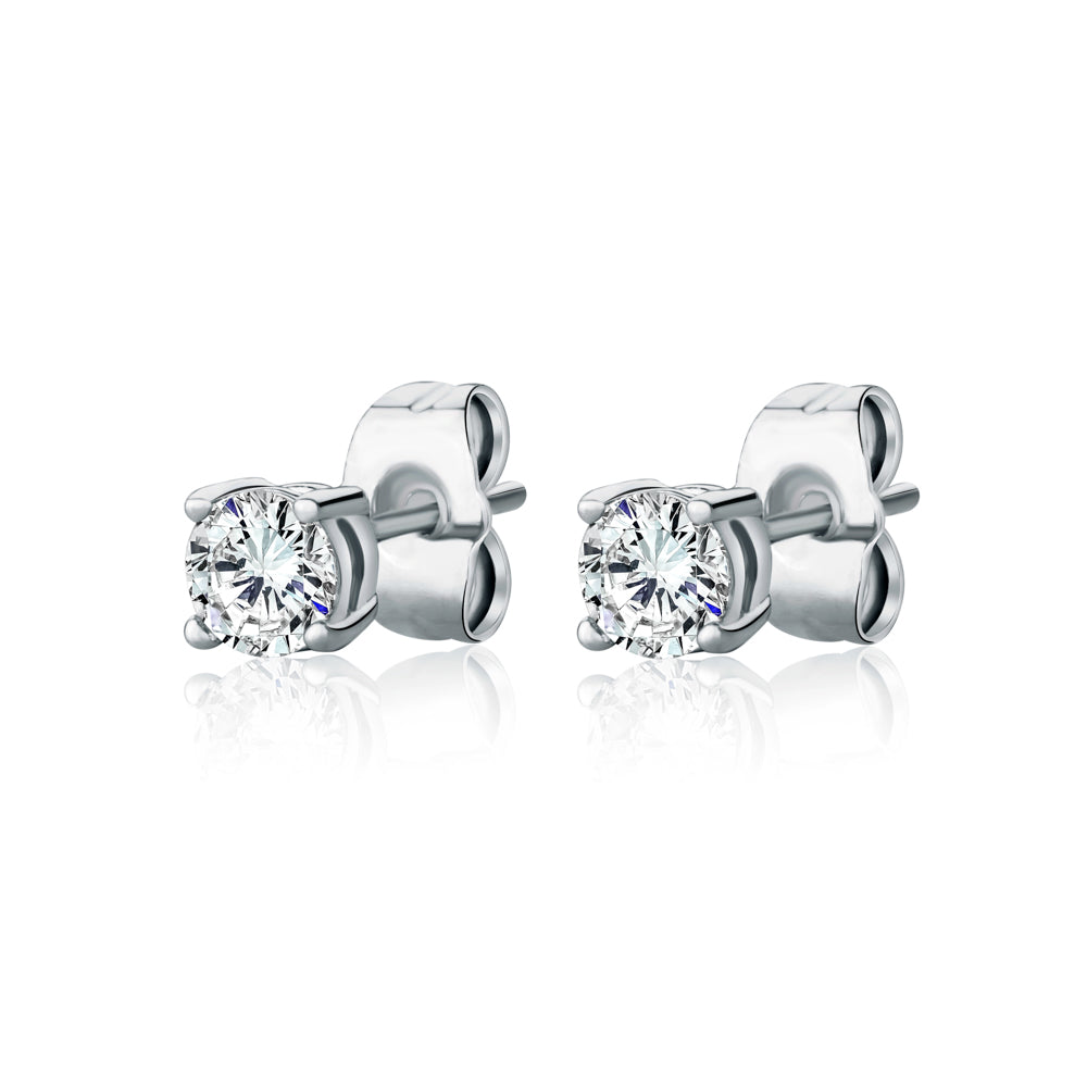 4mm White Solitaire Studs