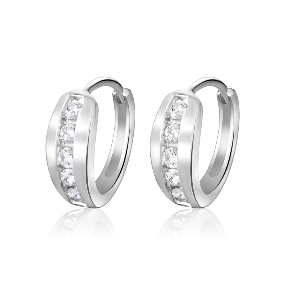 Cubic Ribbon Hoops Earrings