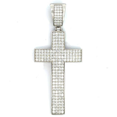 Grand Sterling Silver 925 Cubic Zirconia Statement Cross Pendant