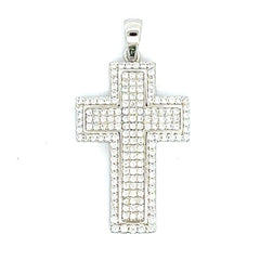 Sterling Silver 925 CZ Pave Cross Pendant