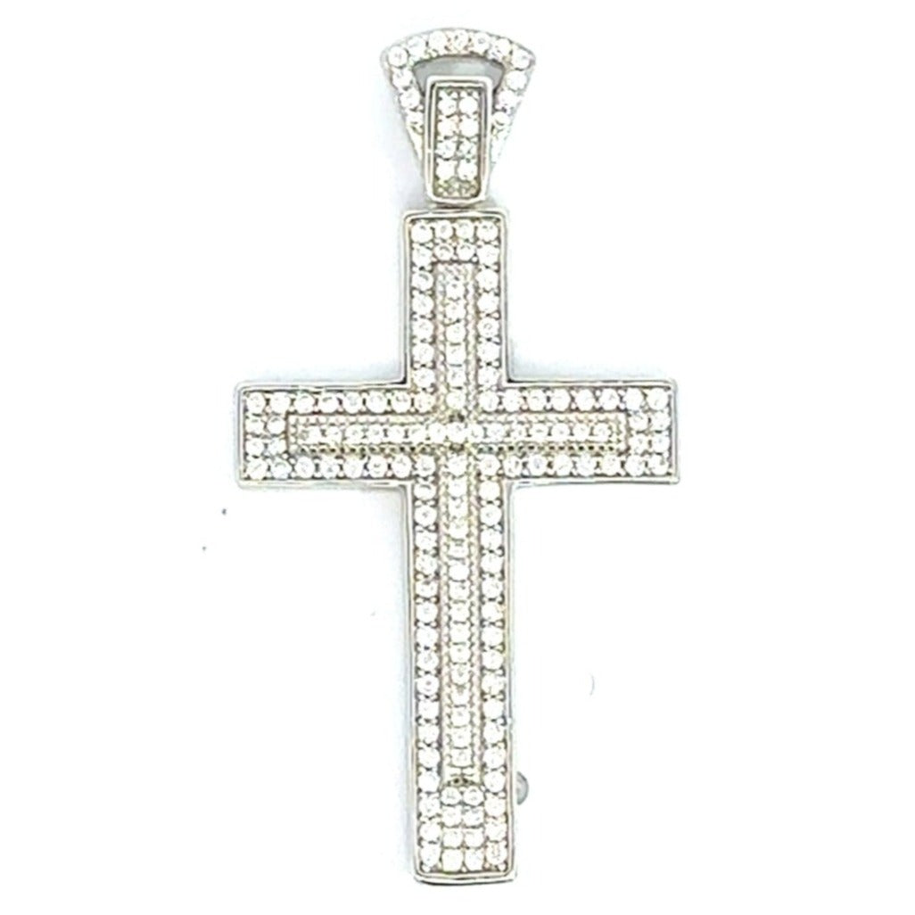 Sterling Silver 925 Pave CZ Cross Pendant