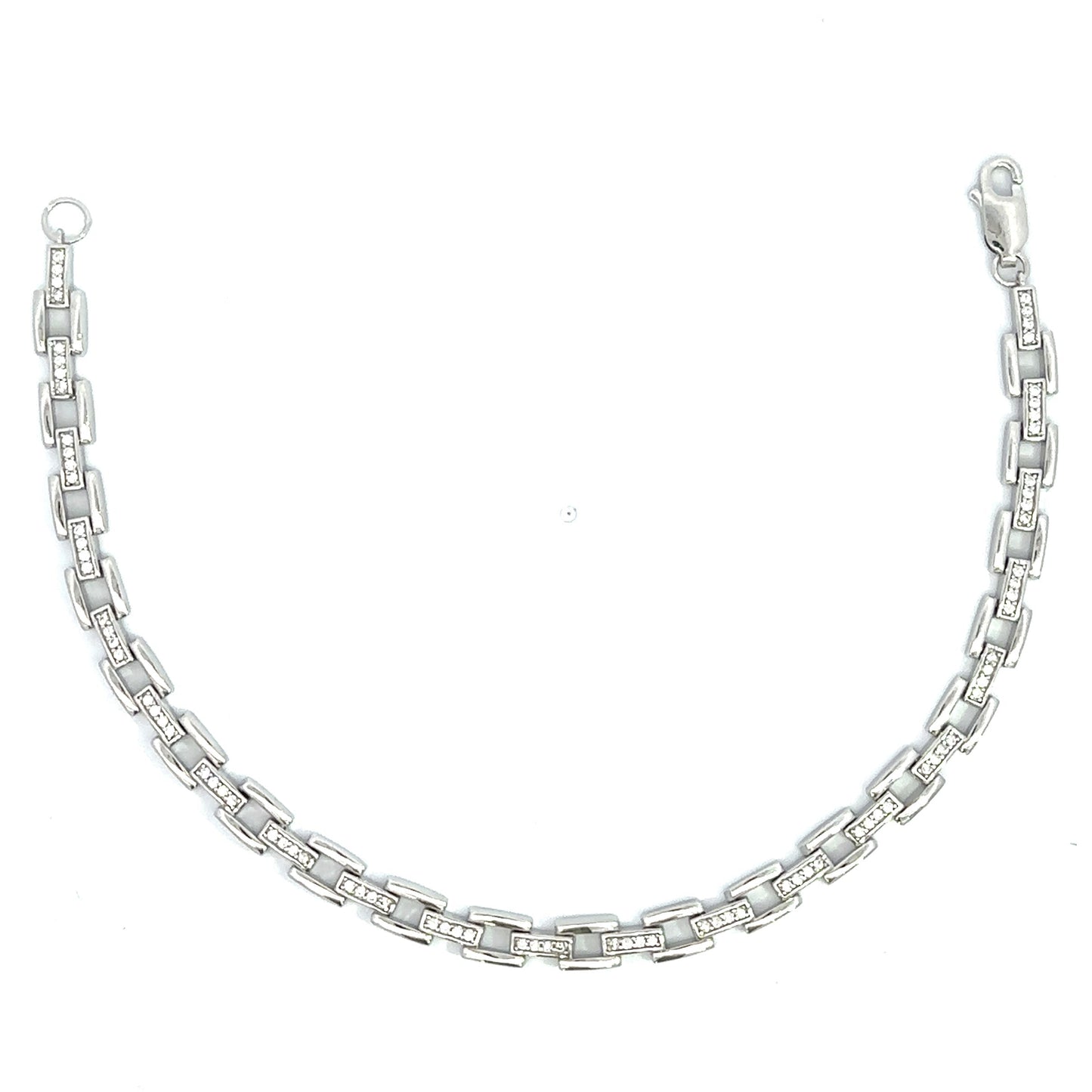 Modern Rectangular Link Bracelet with Cubic Zirconia