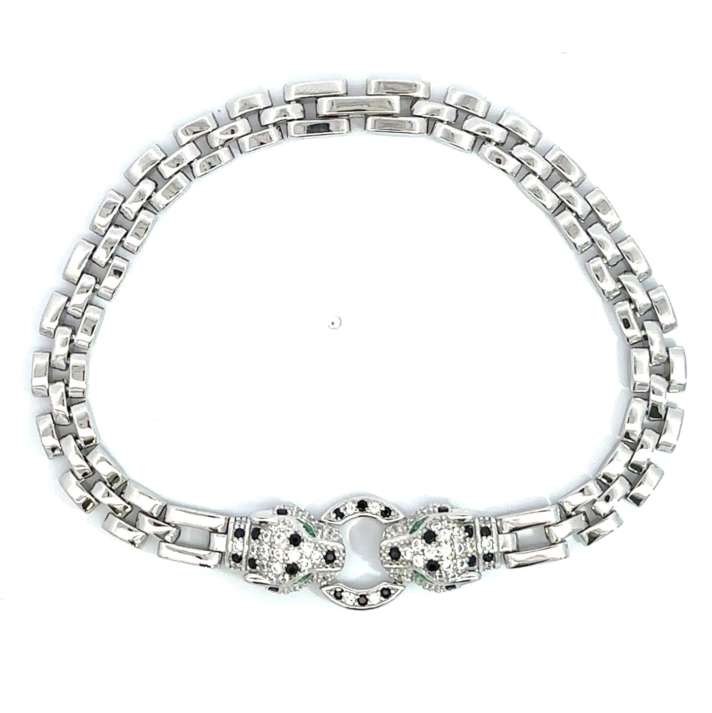 Italian Crafted Sterling Silver Panther Buckle Bracelet