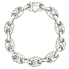 12mm Sterling Silver 925 Puffed Mariner Link Bracelet