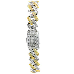 Sterling Silver 12mm Two-Tone Cuban Link Bracelet