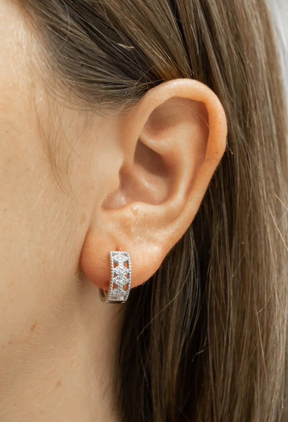 Filigree CZ Huggie Earrings
