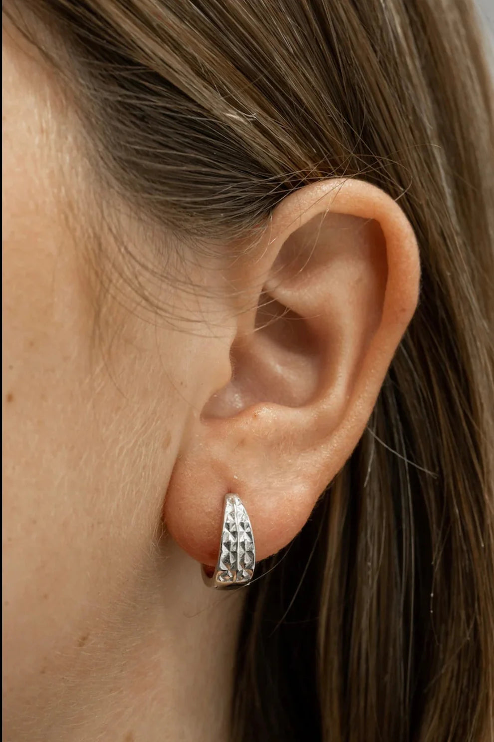 Diamond Cut Canoe Huggie Earrings