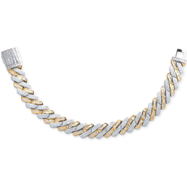Sterling Silver 12mm Two-Tone Cuban Link Bracelet