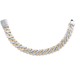 Sterling Silver 12mm Two-Tone Cuban Link Bracelet