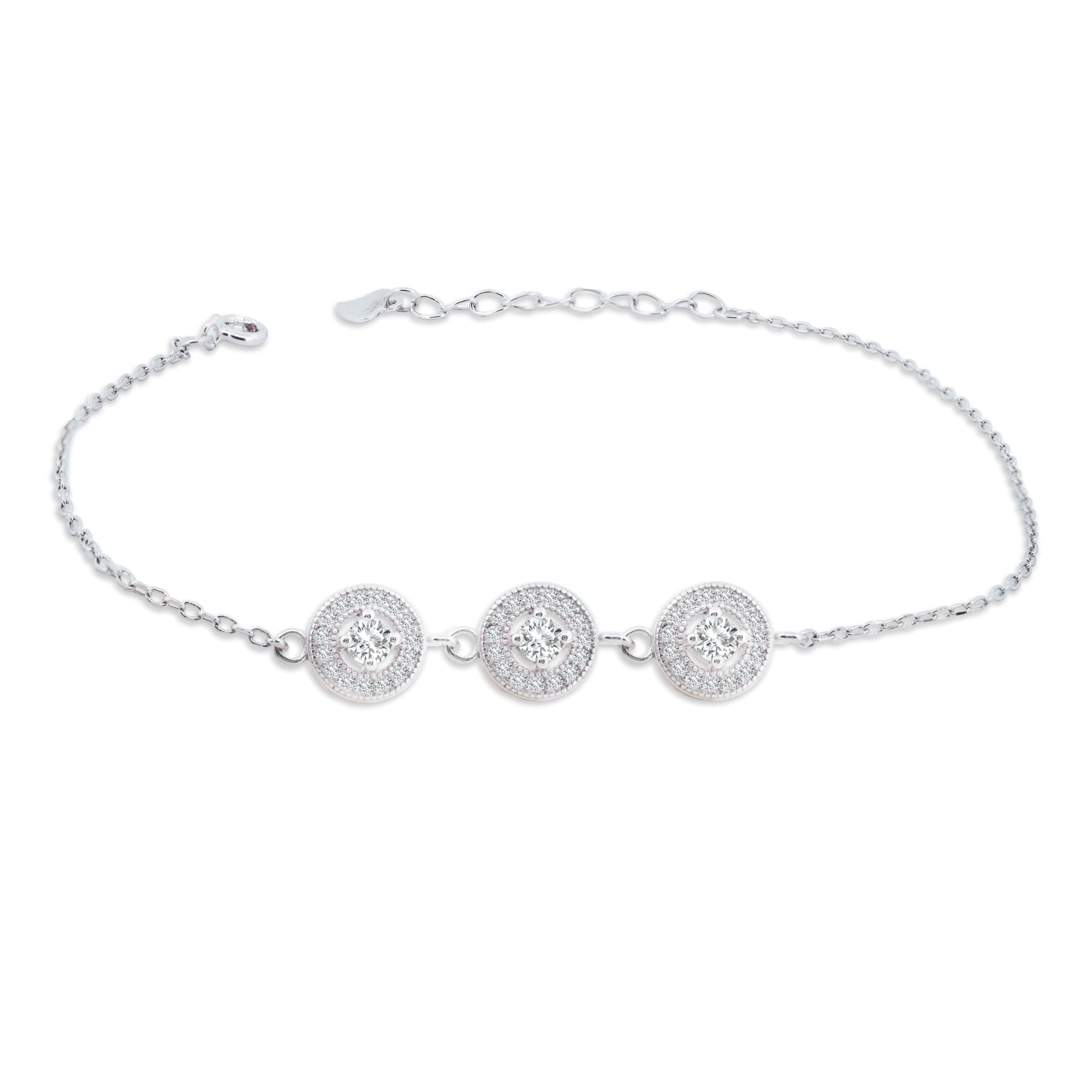 Round Trinity Silver Adjustable Bracelet