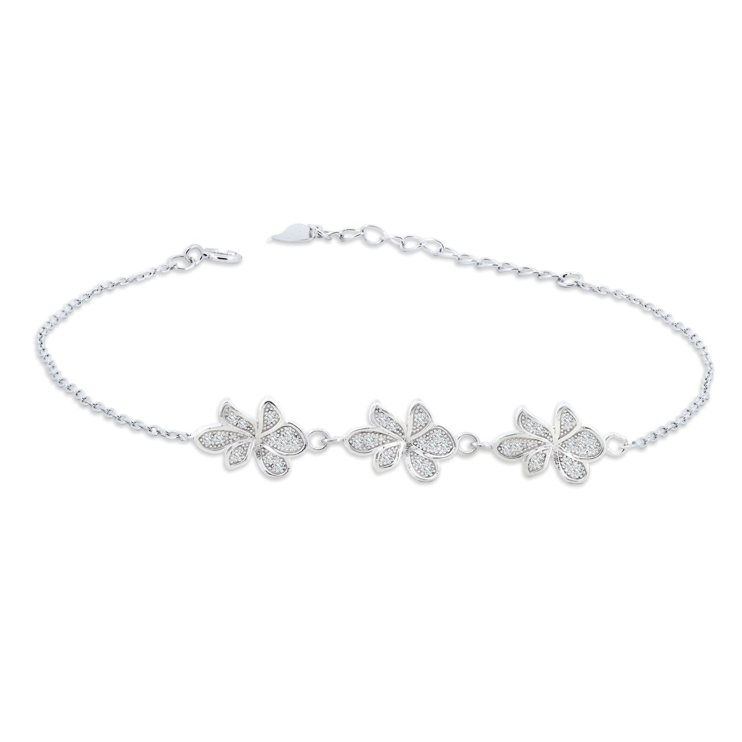 Floral Trinity Silver Adjustable Bracelet