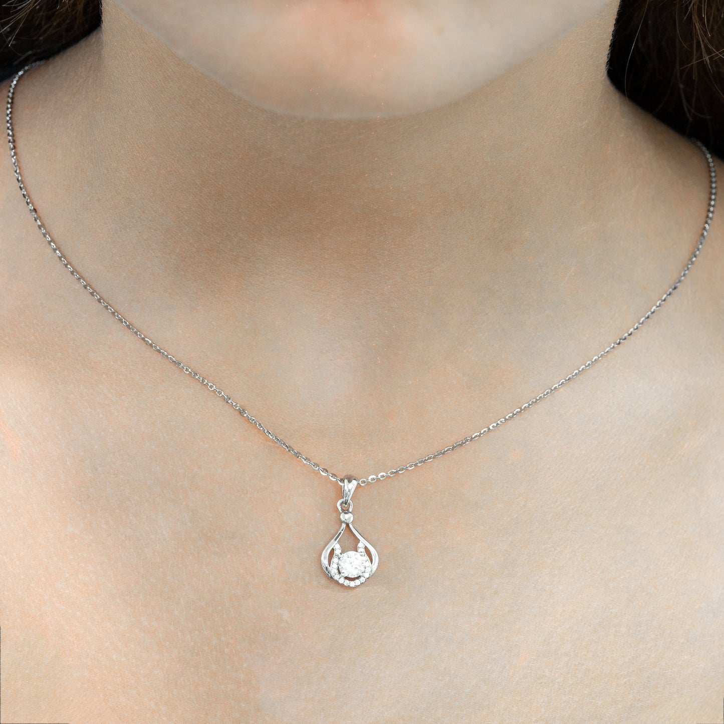 Silver Cubic Zirconia Pendant Necklace