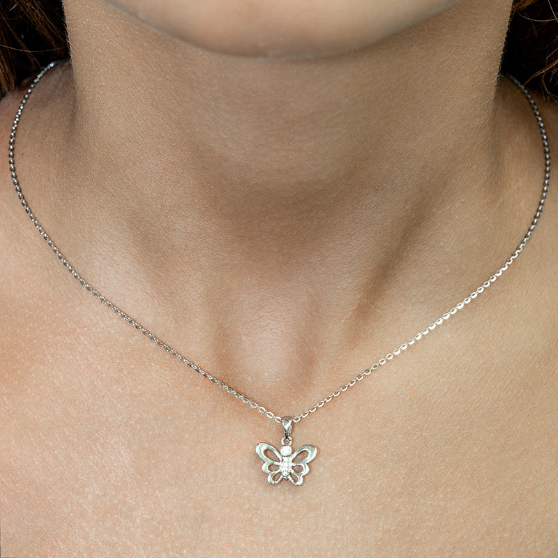 Delicate Sterling Silver Butterfly Pendant Necklace