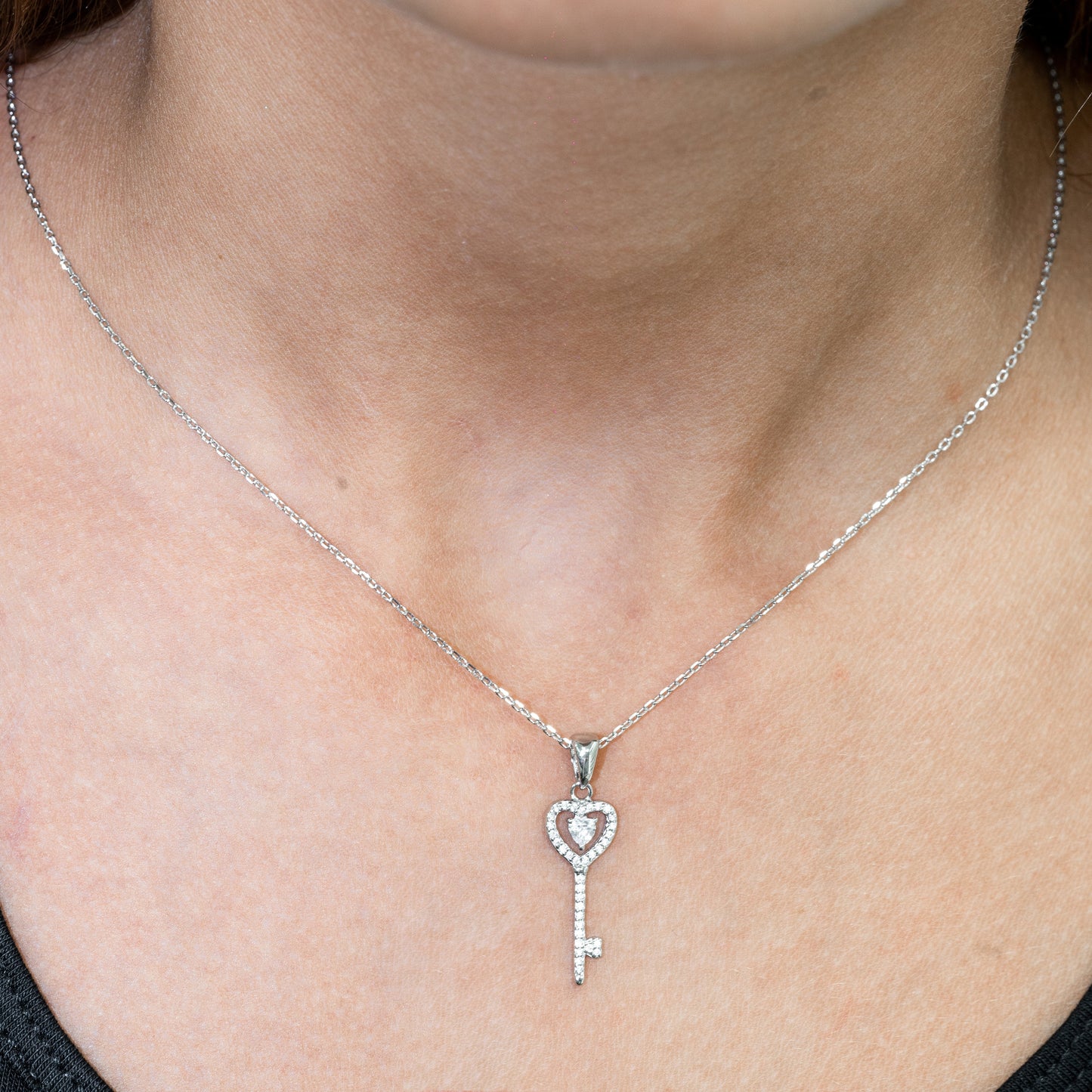 Silver Key Pendant Necklace