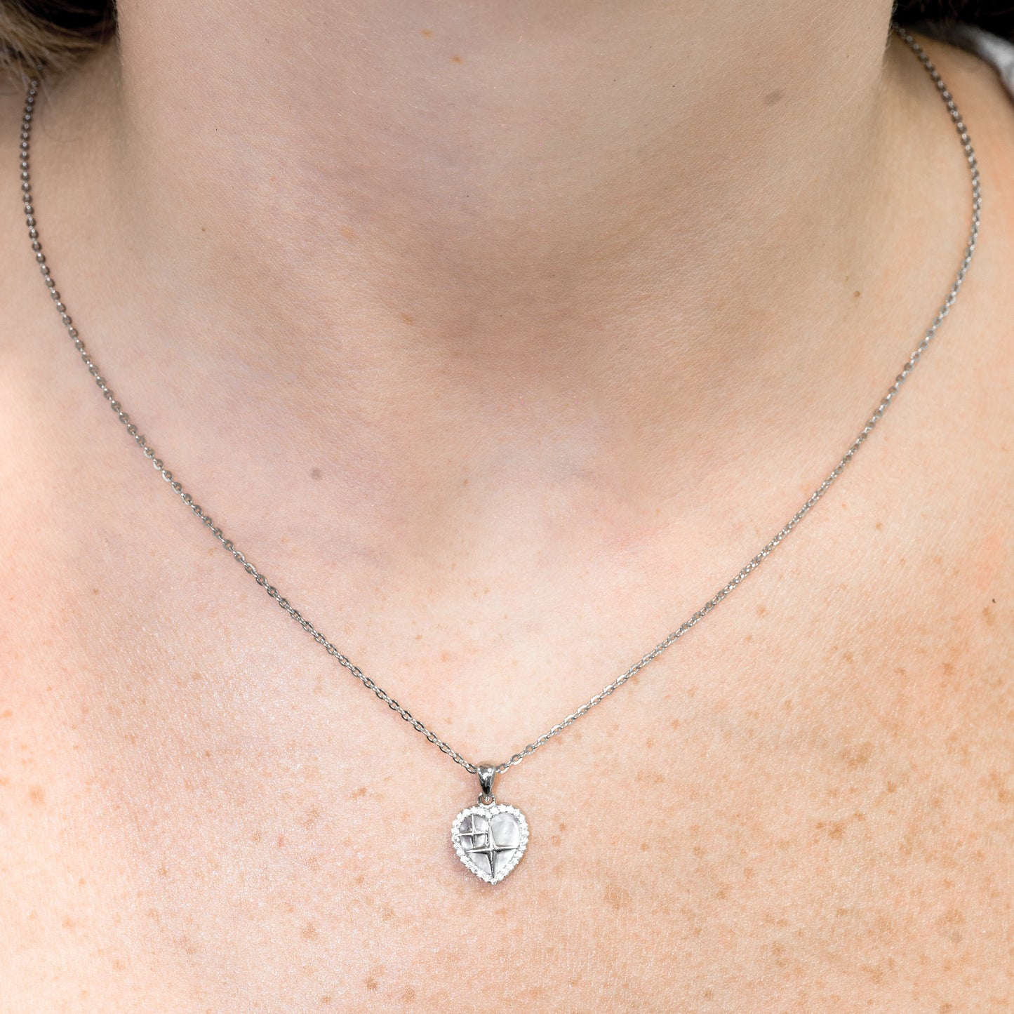 Silver Sparkle Heart Necklace