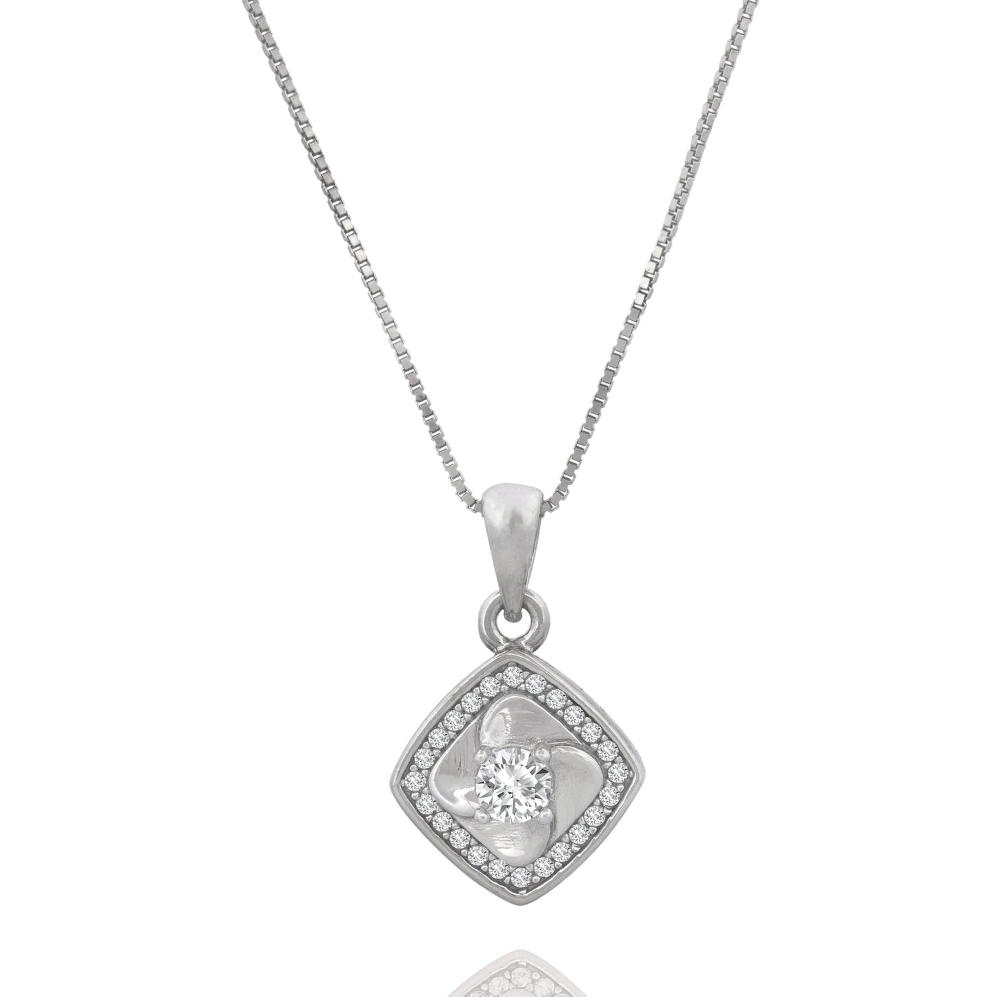 Silver cubic Zirconia Pendant Necklace