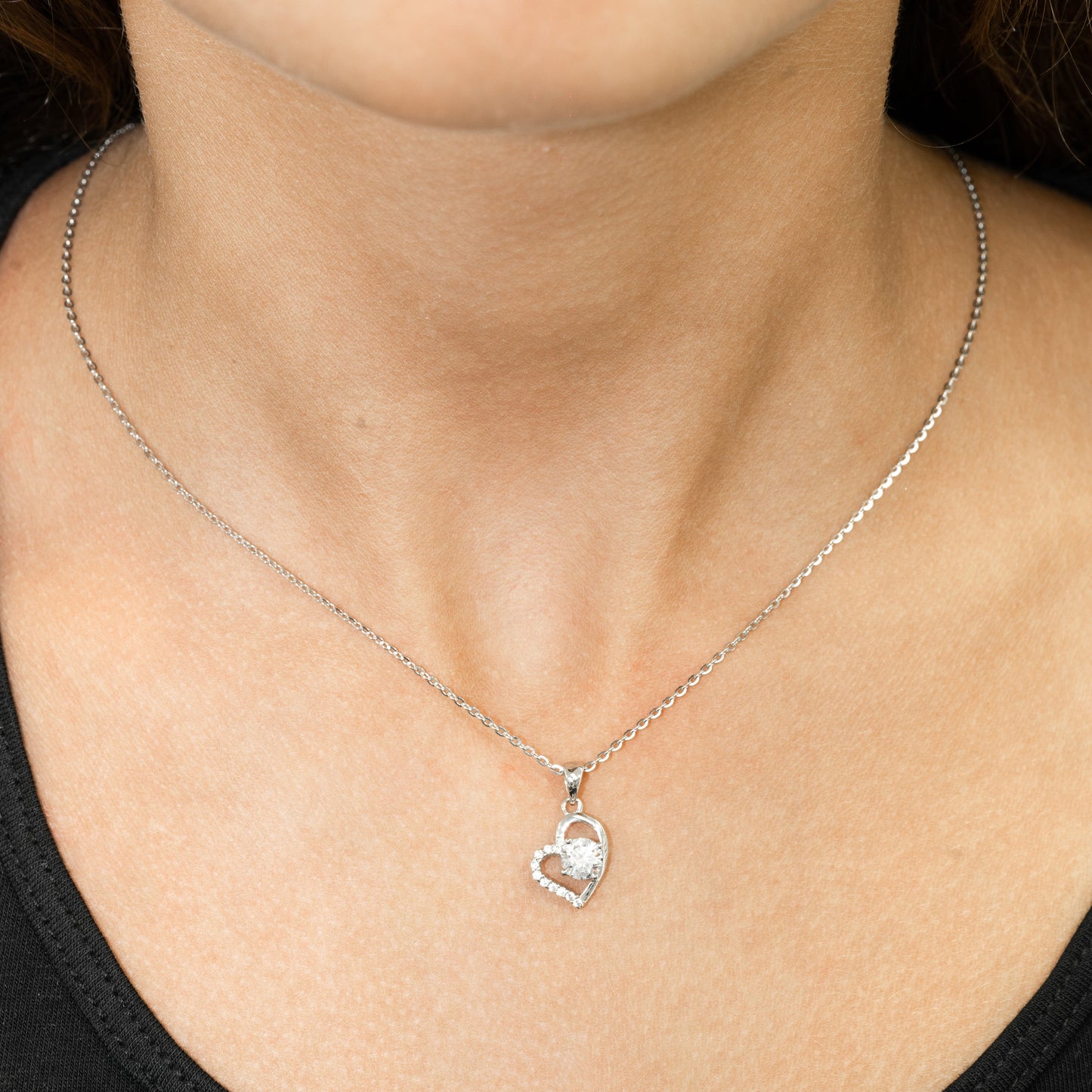 Silver Sparkle Heart Necklace
