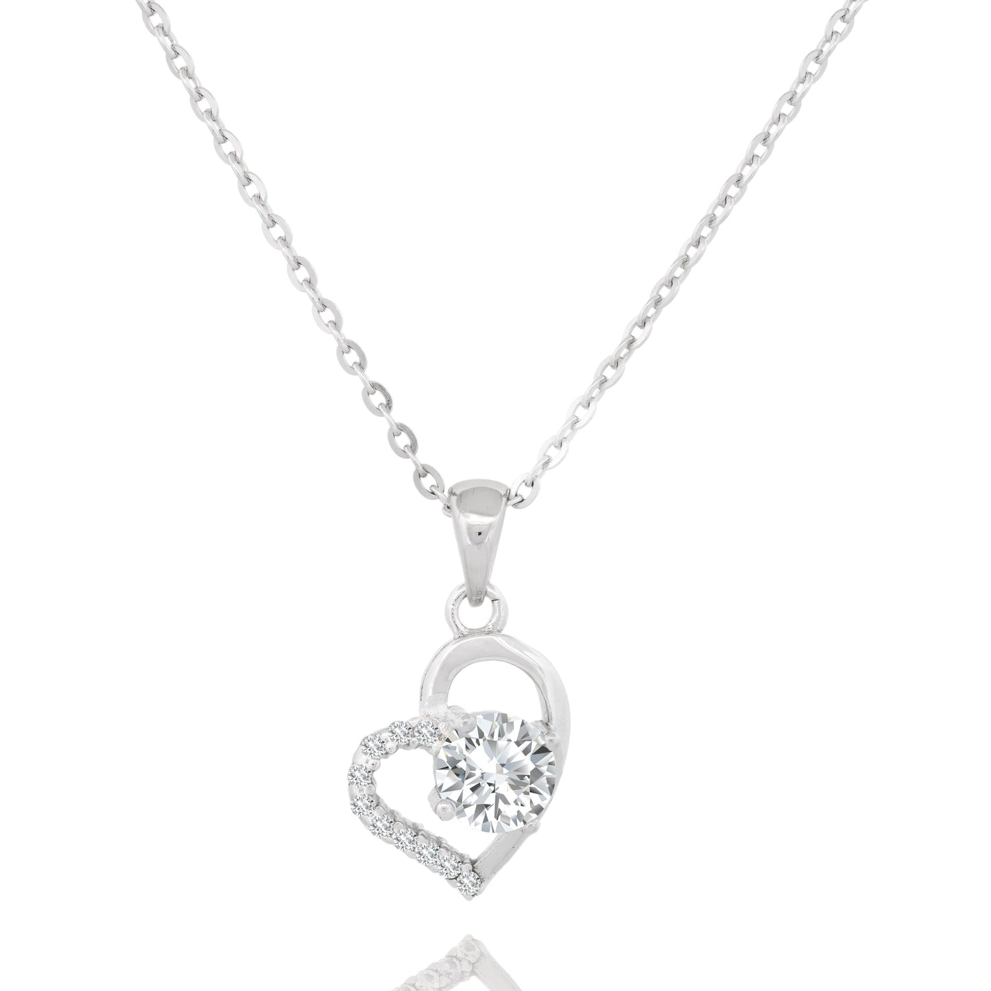 Silver Sparkle Heart Necklace