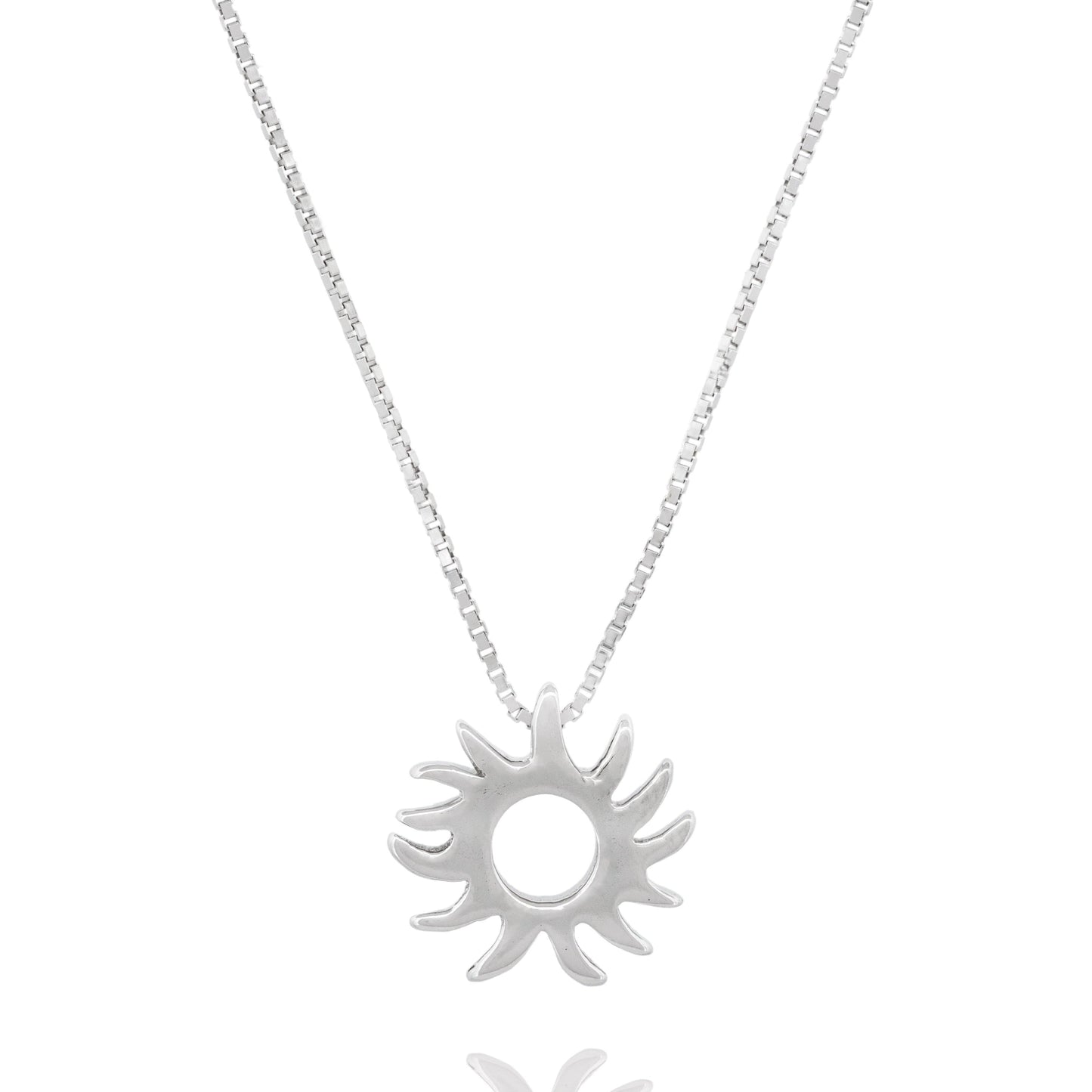 Silver Celestial Sun Pendant Necklace