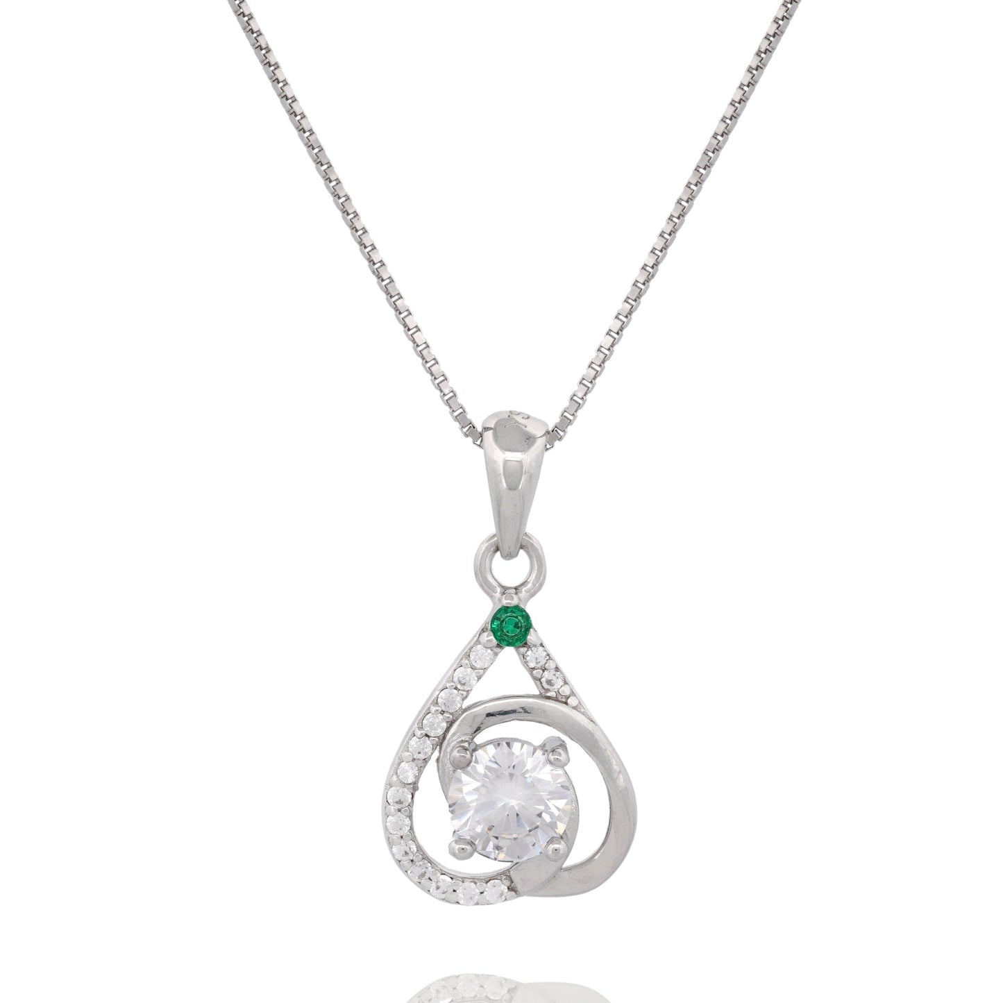 Silver Teardrop Spiral Pendant Necklace