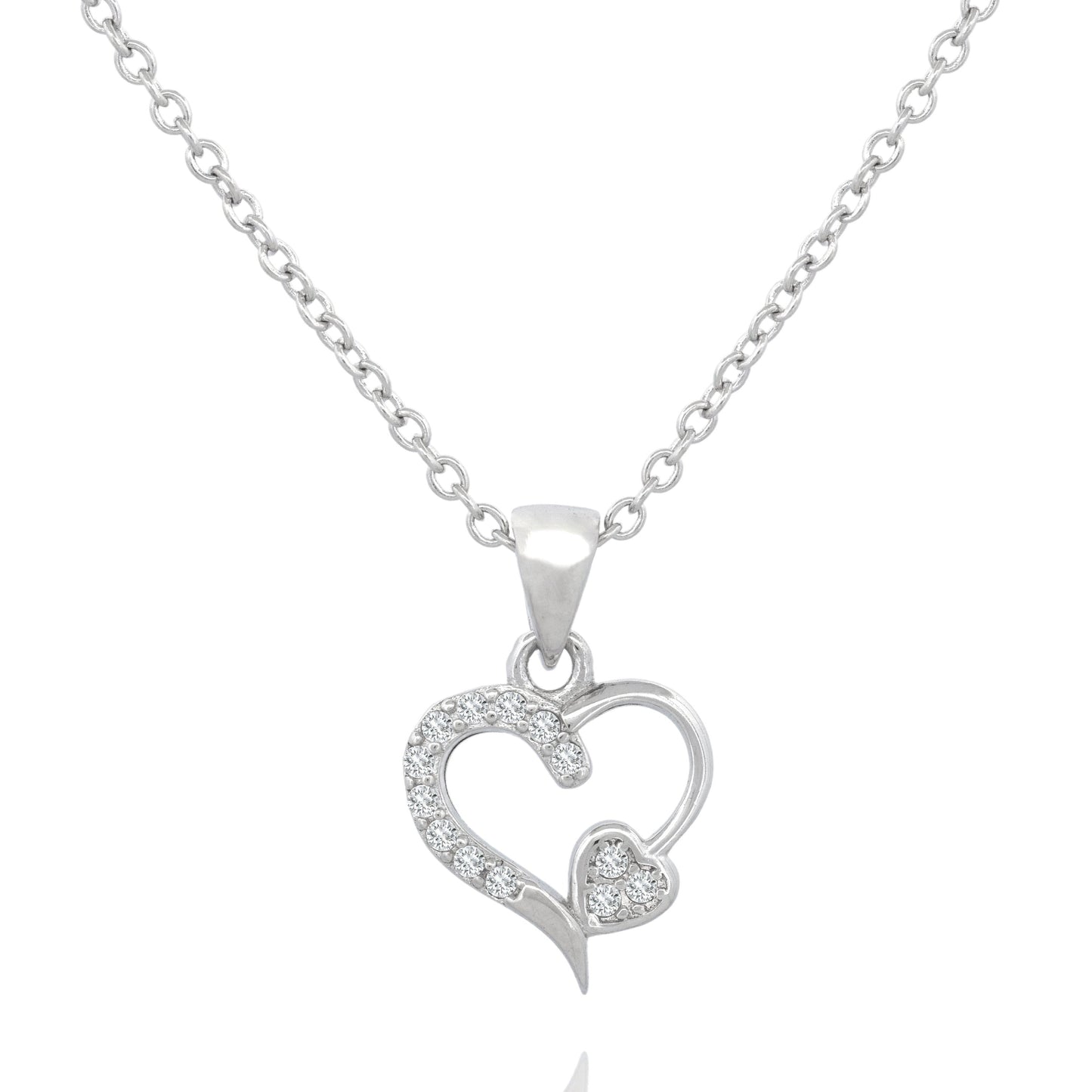 Silver Heartfelt Connection Pendant Necklace