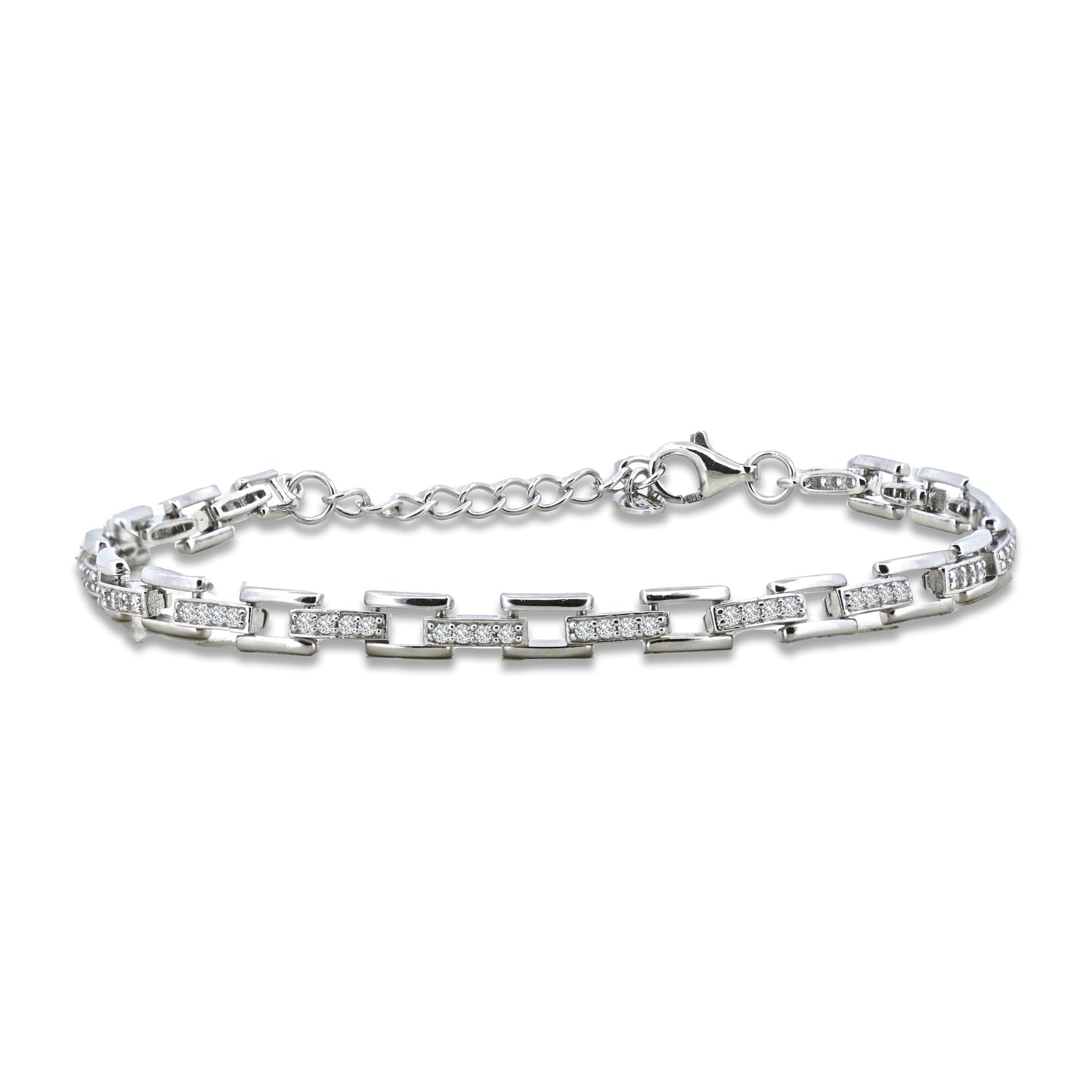 Silver Rectangular Cubic Zirconia Bracelet