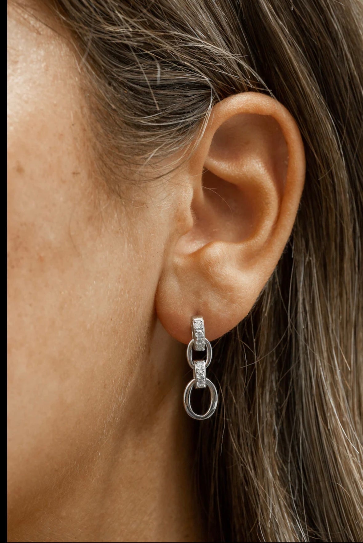 Sterling Silver Linked Circle Drop Earrings