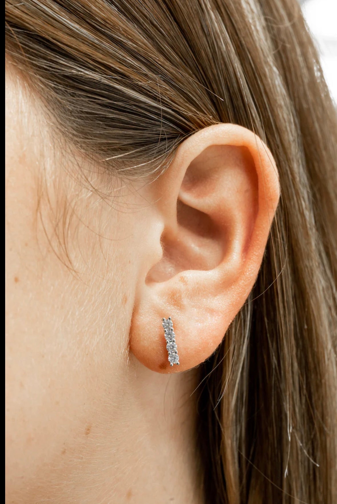 Dazzling CZ Sterling Silver Bar Earrings