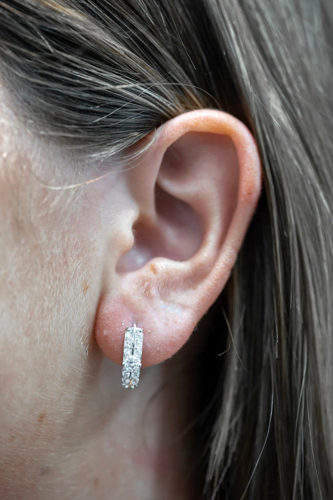 Sterling Silver Cubic Zirconia Huggie Hoop Earrings