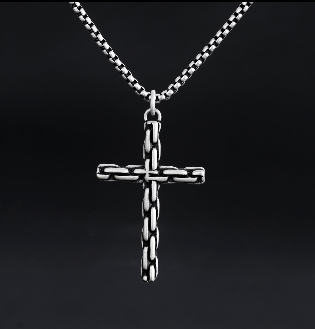 Textured Chain Cross Pendant
