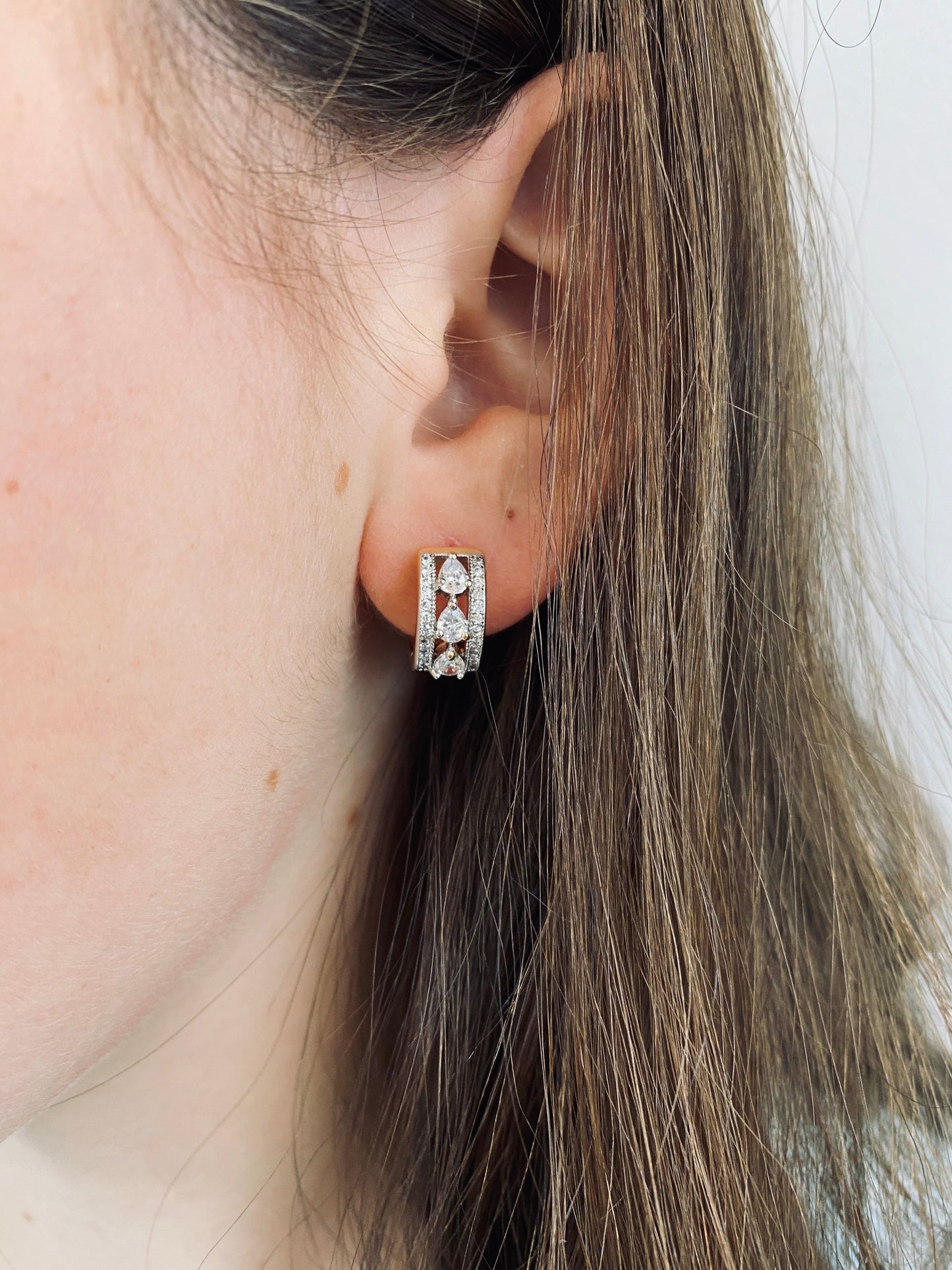 18ct Gold Plated Pear Cluster Huggies Earrings