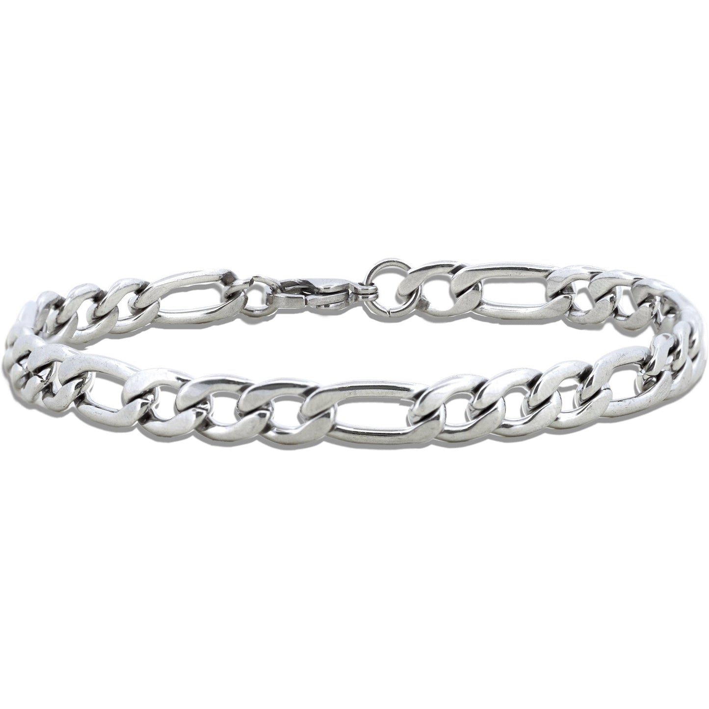 7mm Stainless Steel Figaro Bracelet 8.5''