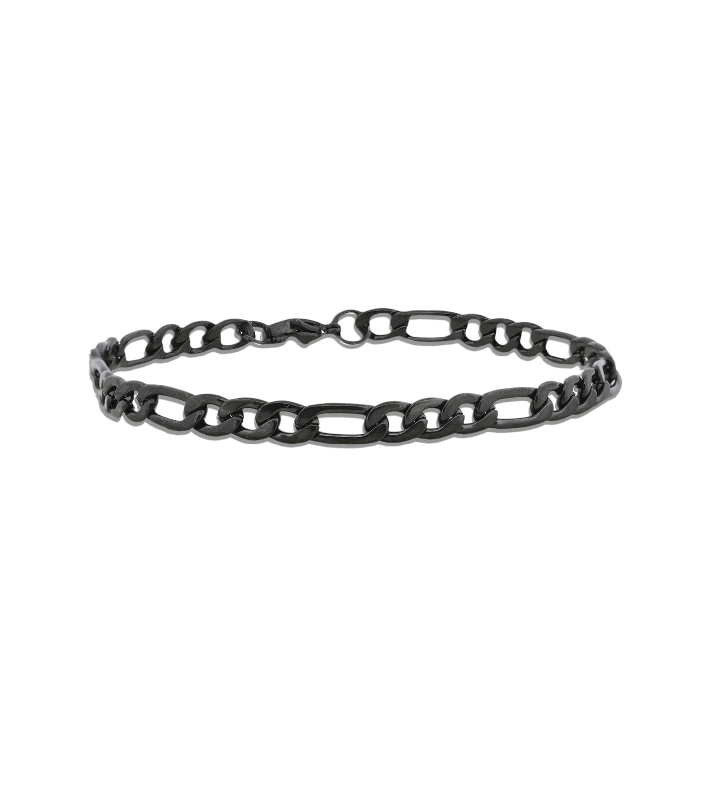 Black Stainless Steel 5mm Figaro Bracelet 8''