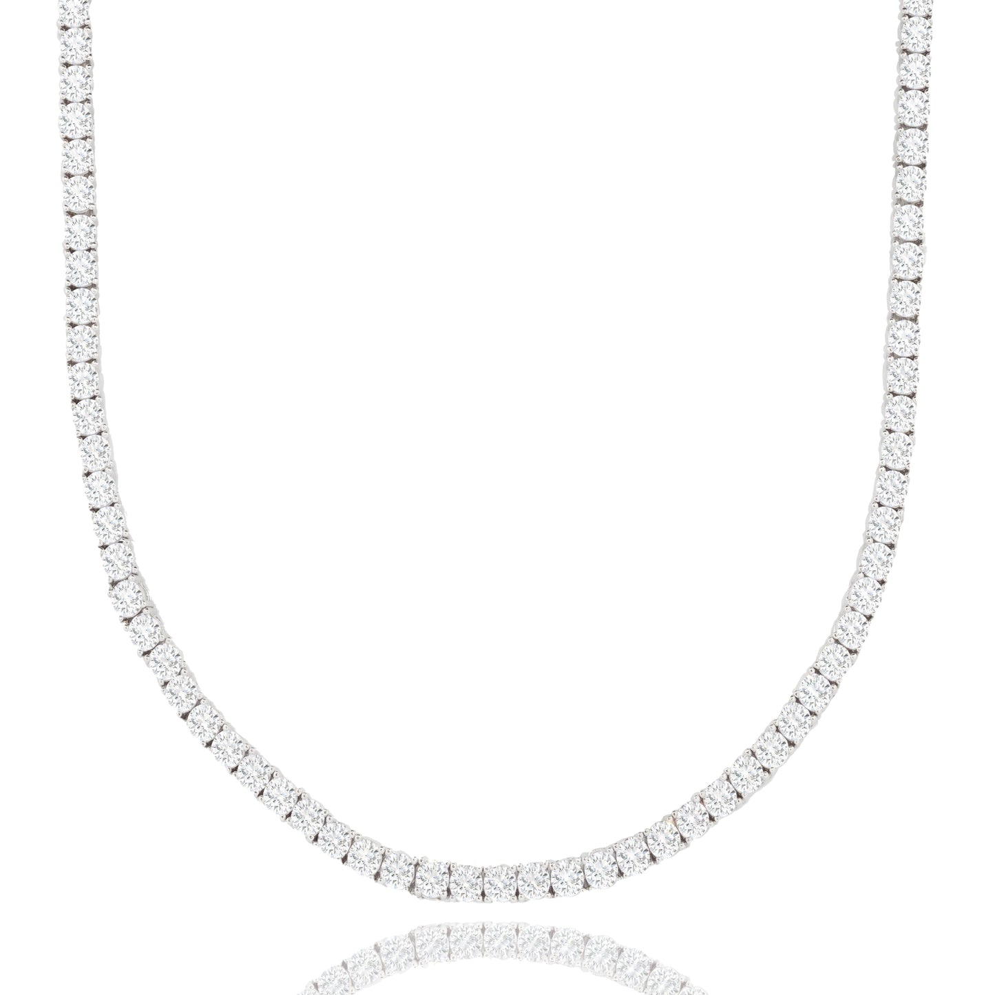 4mm Tennis Sterling Silver 925 Necklace - 24"