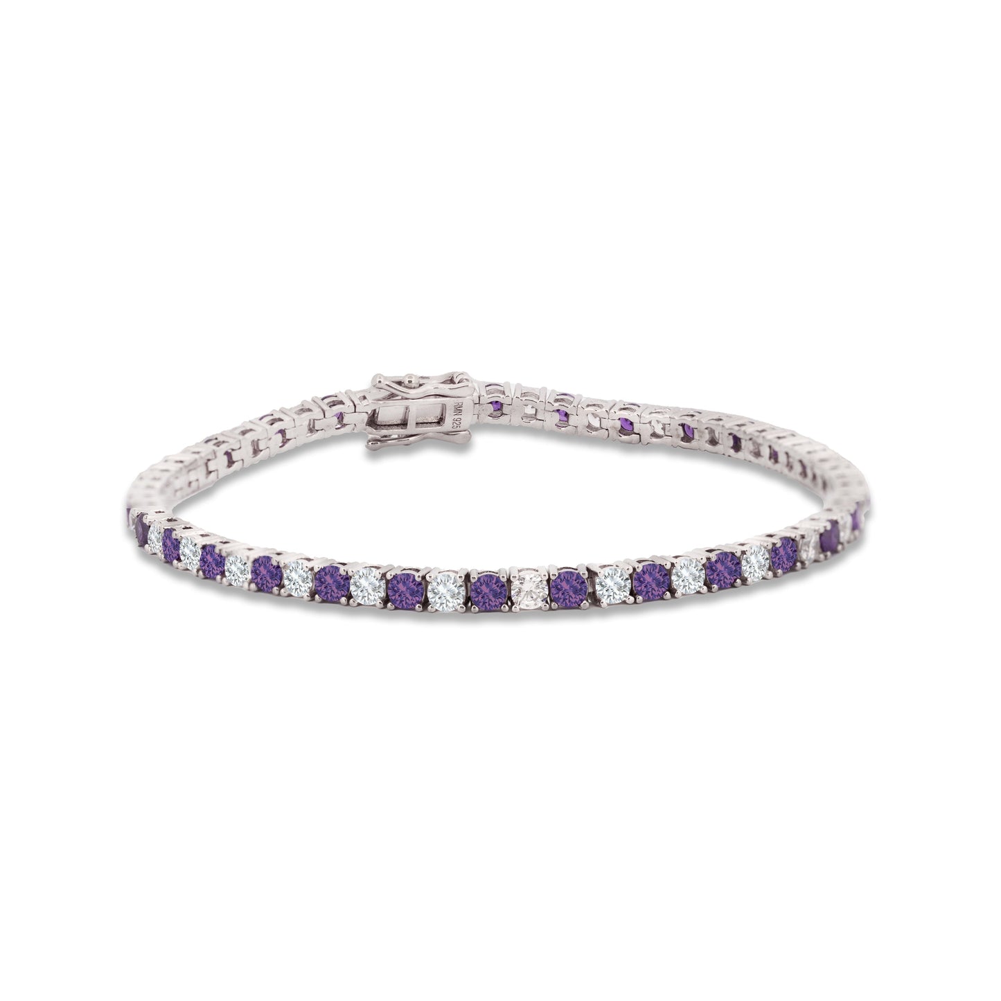 3mm Purple And Clear Tennis Bracelet 7.5''