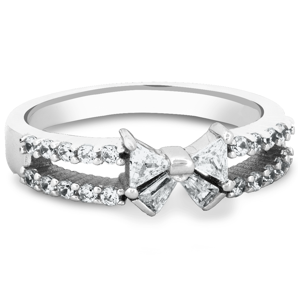 Sterling Silver Bow Ring with CZ Accents