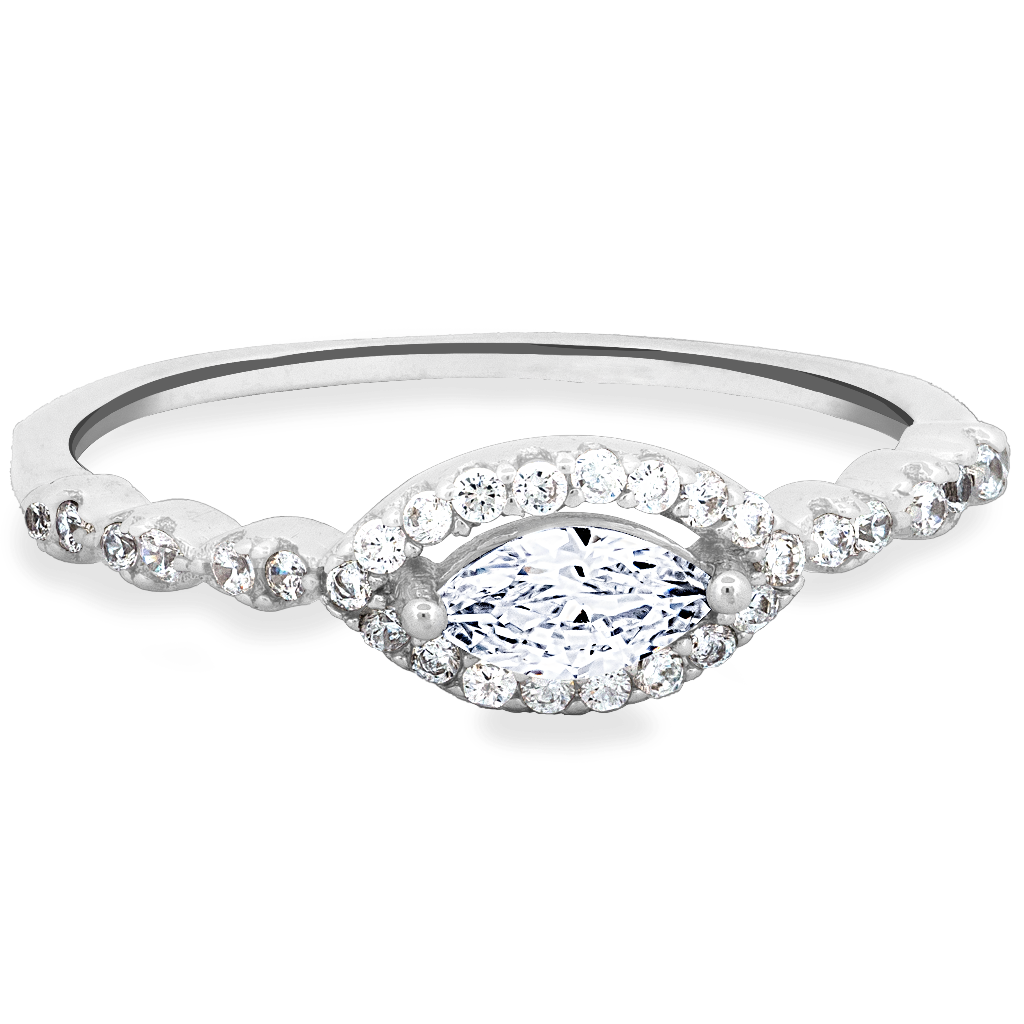 Sterling Silver Marquise CZ Halo Ring