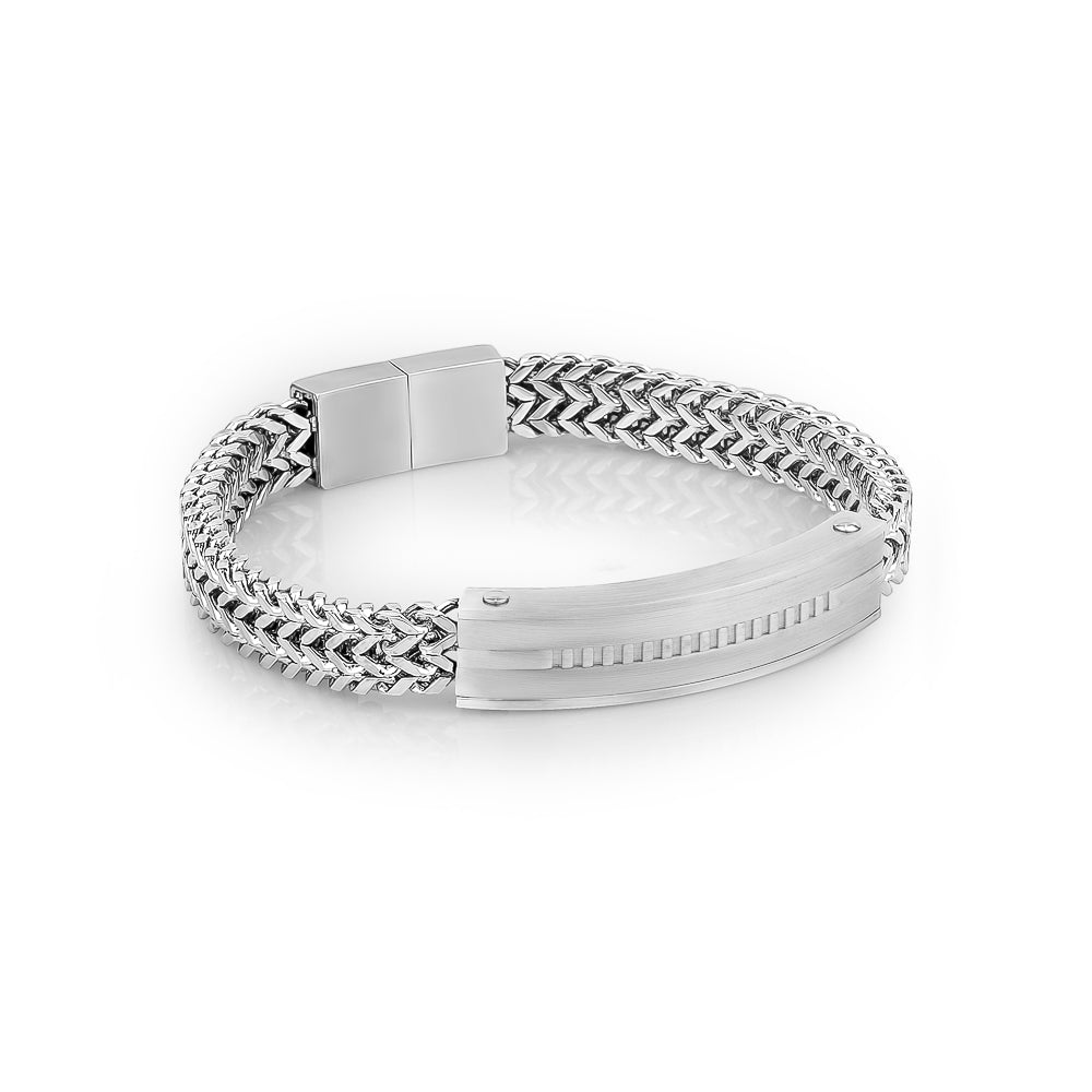 Stainless Steel Textured Link Bracelet