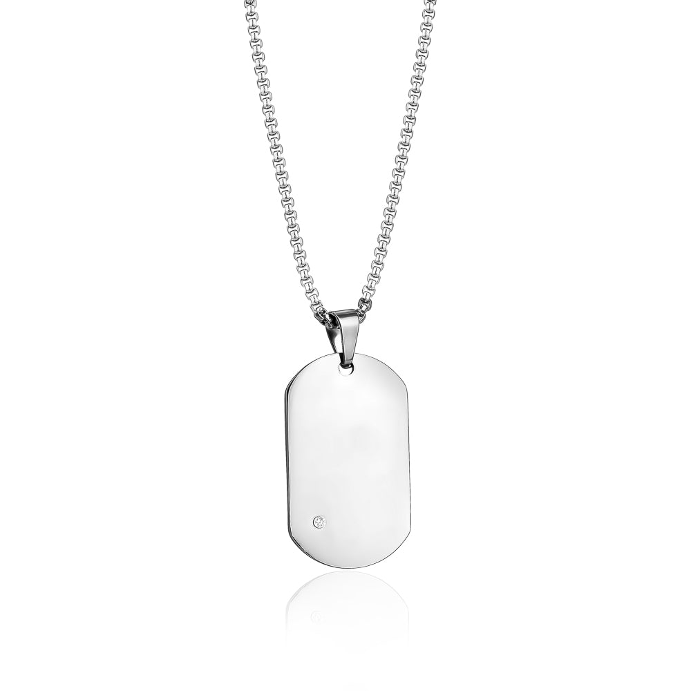 Aquastreet Men's Stainless Steel Dog Tag Pendant with Chain
