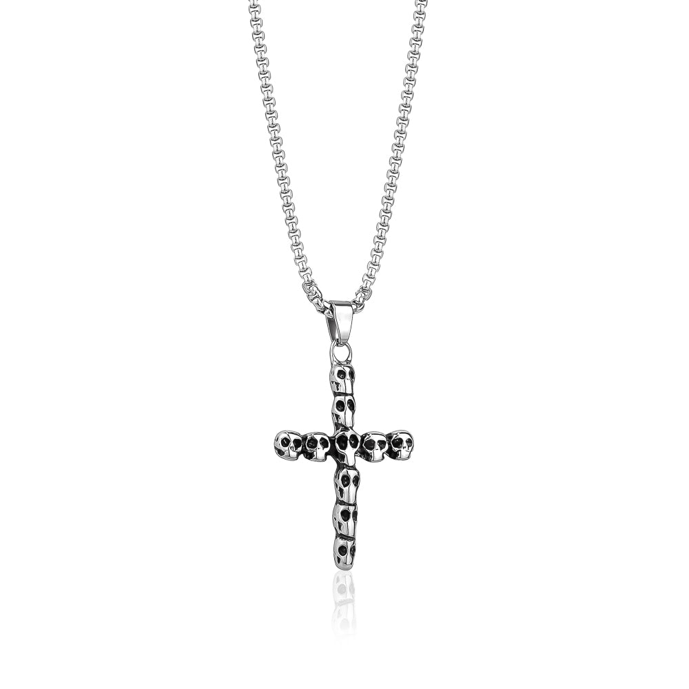 AFFY Multi Skull Cross Pendant Necklace