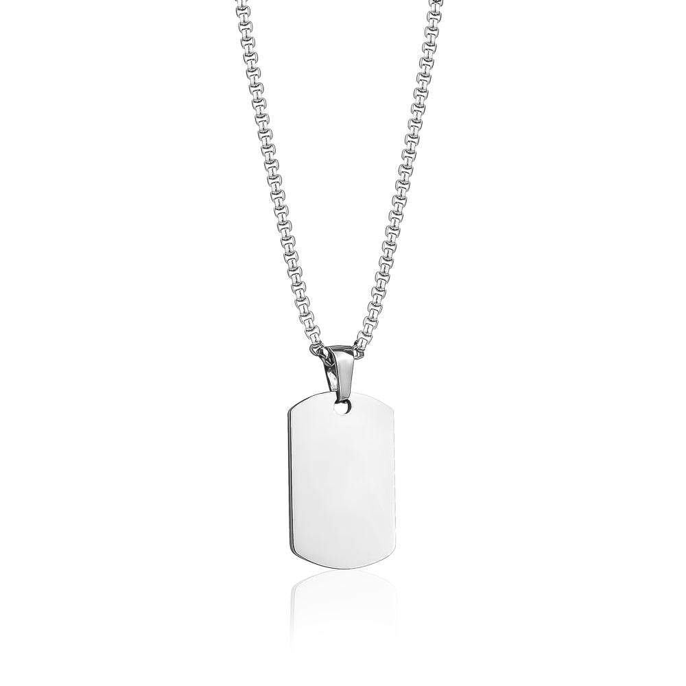 Men's Small Stainless Steel Dog Tag Pendant Necklace
