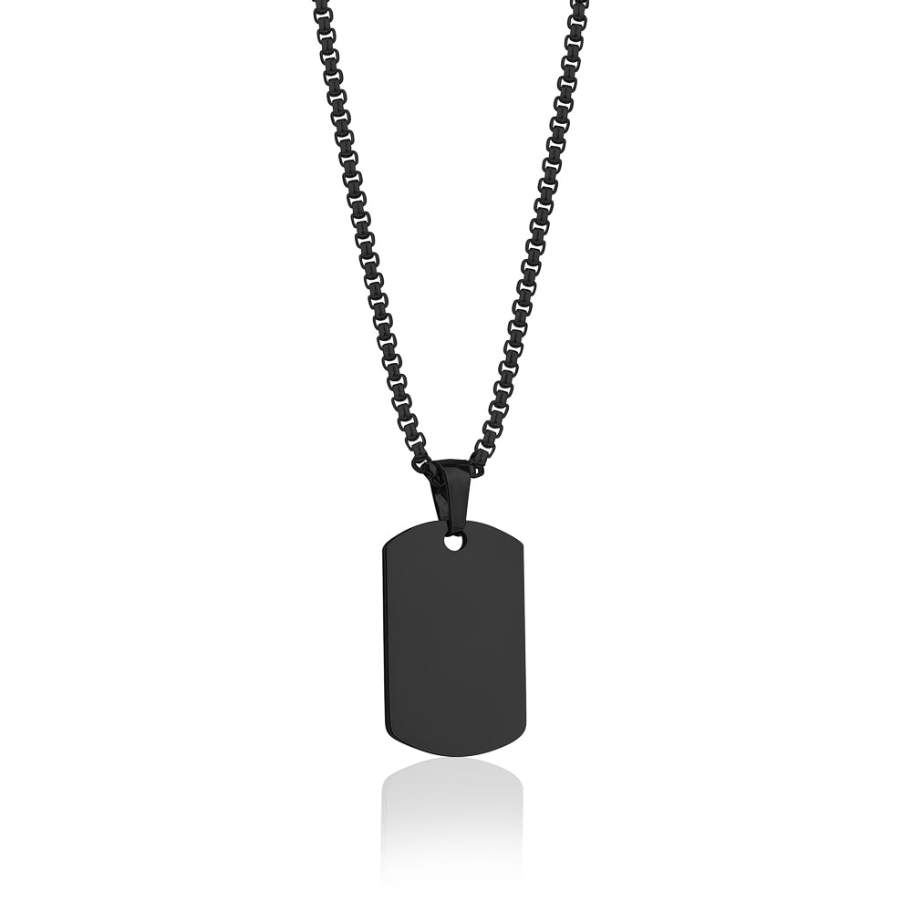 Small Black Stainless Steel Dog Tag Necklace