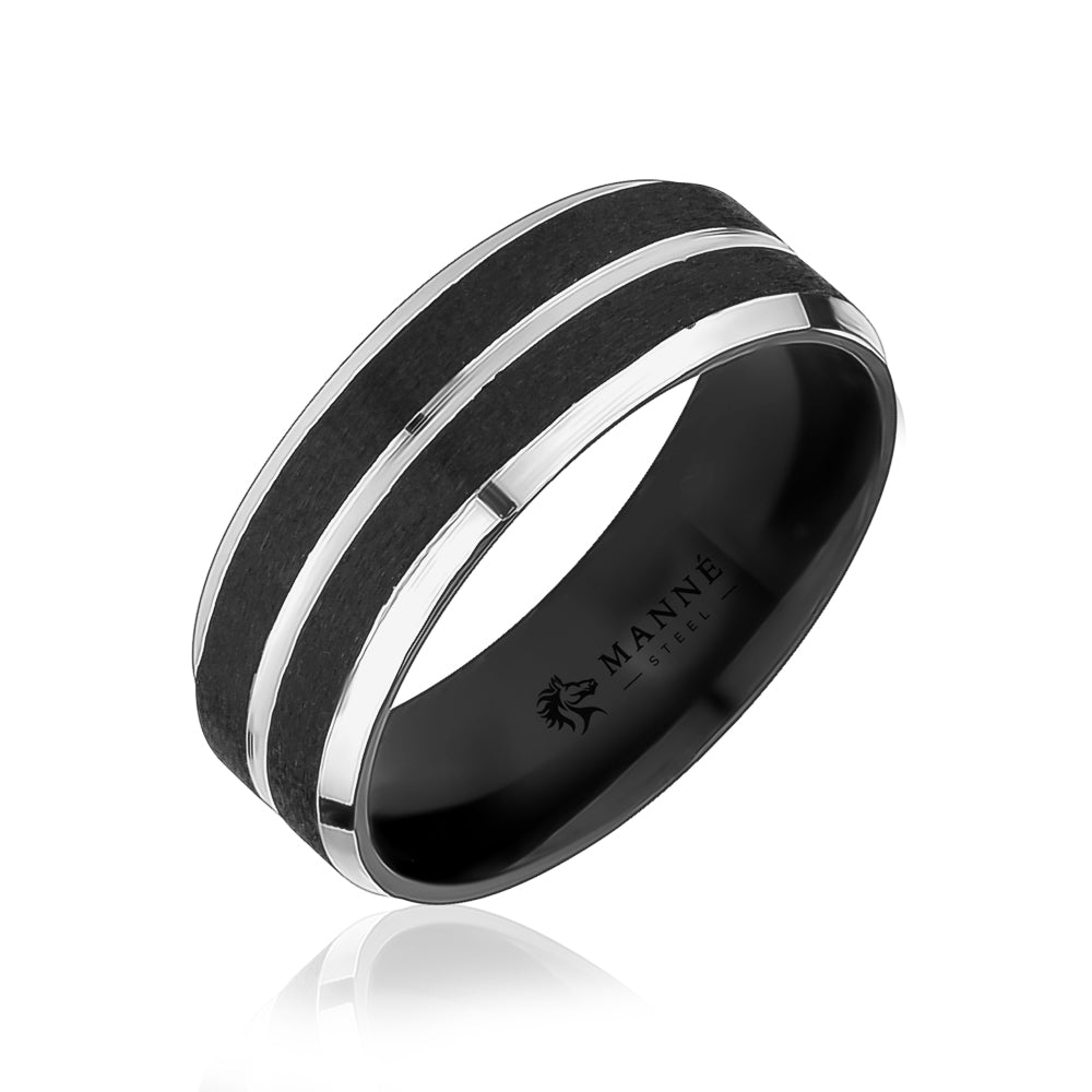 Textured Stainless Steel Band with Dual Inlays
