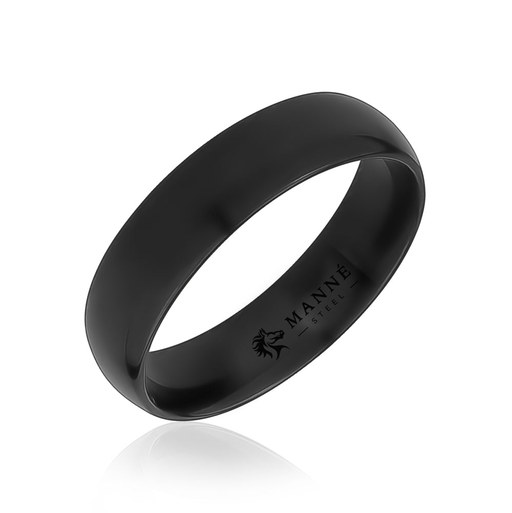 Polished Black Stainless Steel Band Ring
